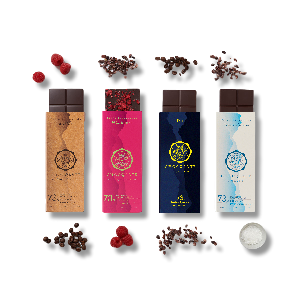 Schokoladen Set N° 7 Kaffee - Himbeere - Pur - Fleur de Sel